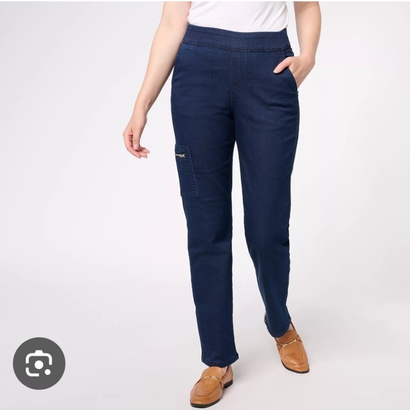 Denim & Co Pull On Jeans Cargo Size XL - Picture 1 of 8
